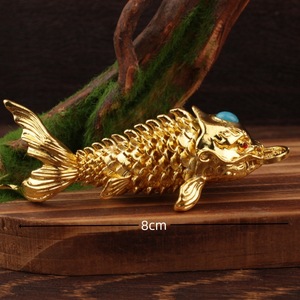 Figurine d'Arowana en alliage, ornement mobile, décoration Feng Shui chinoise, décoration de table pour la maison, motif animal en forme de poisson vivant - Product Image 4