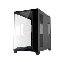 Boîtier PC Gaming Micro ATX en Alliage d'Aluminium de Type Mid-Tower, Panoramique à 270 Degrés, Style Aquarium à Double Compartiment, Prend en Charge le Refroidissement Liquide de 240 mm
