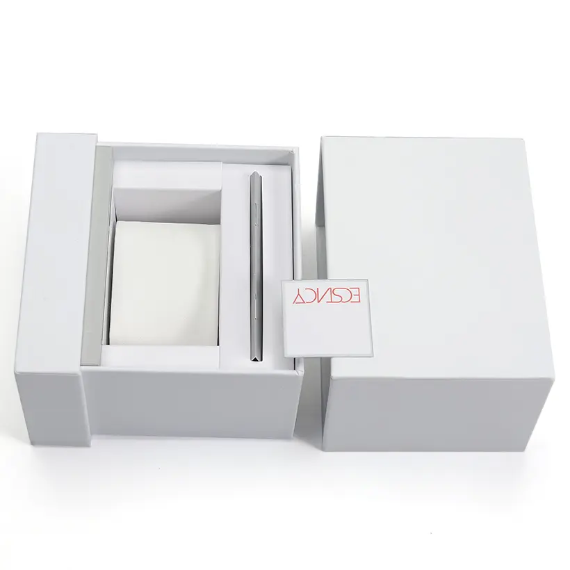 Scatole per orologi bianche con scatola di imballaggio per cassetti con logo personalizzato OEM