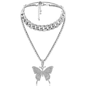 New Style Long Sweater Zubehör Shiny Butterfly Halskette Clavicle Choker Chain Halskette Double Layer Butterfly Halskette - Product Image 4