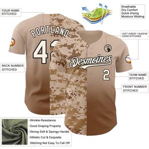 Custom Sublimated Half Camo Baseball Jersey Moisture Wicking Personalized Team Name Number Button Softball Uniform Unisex Short - Product Image 2