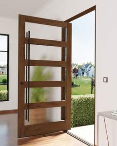 2024 CBMMart Dernier Intérieur Moderne Villa Principale Grange Chambre Bois de Teck Massif Panneau Unique Porte Designs Verre Plat Designs <span class=keywords><strong>Photo</strong></span> - Product Image 3