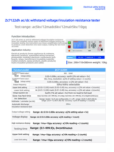 Testeur d'isolation et <span class=keywords><strong>de</strong></span> résistance à la tension ZCTEK Zc7122D - <span class=keywords><strong>Appareil</strong></span> haute tension pour mesures AC/DC 5Kv et résistance - Product Image 5