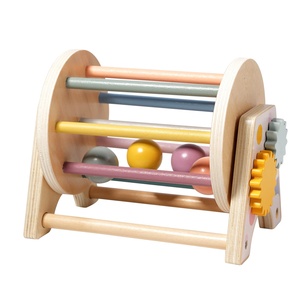 Tambour à roulettes en bois 3 en 1 unisexe avec miroir, engrenages rotatifs, fabrication de sons, jouets pour bébés, jouet de bureau - Product Image 5
