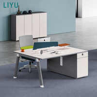 Poste de travail LIYU, bureau partagé pour 2 personnes, table de bureau en open space avec écran de confidentialité, meuble de rangement, chaise ergonomique