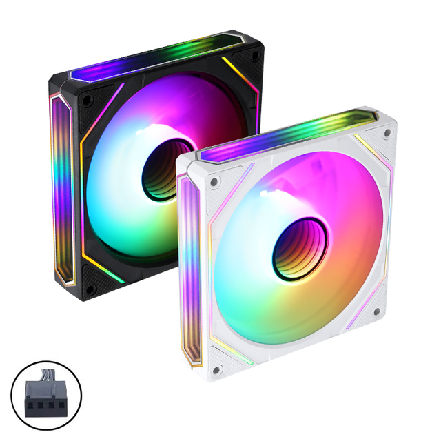 QiuAim Desktop 12025 CPU Cooler Fan 120mm Prism 4-Wire Temperature-Controlled LED RGB Silent Computer 12V Fan