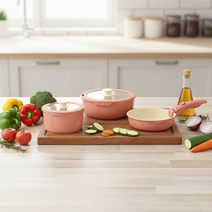 Ensemble de 6 ustensiles de cuisine en aluminium moulé sous pression, antiadhésifs, résistants au four, avec poignée <span class=keywords><strong>amovible</strong></span> - Product Image 1