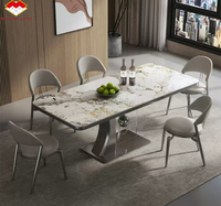 Table de salle à manger moderne extensible en pierre frittée brillante blanche, noire, grise, fournie par une usine chinoise, mobilier de salle à manger