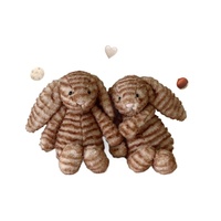 Boneka Kelinci Bashful Range 31cm Motif Garis Harimau, Koleksi Boneka Kelinci Bashful, Isi Kapas PP, Dapat Dicuci, Super Lembut, Hadiah Ulang Tahun