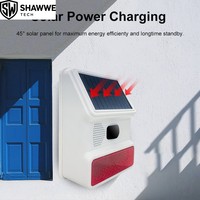 Alarm Suara & Cahaya Nirkabel Tenaga Surya Luar Ruangan Induksi Tubuh Manusia Inframerah Dalam Ruangan Klakson Sirene Anti Maling 433MHz Portabel ABS