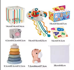 Blocs de construction empilables en caoutchouc souple EPT 6-en-1, jouet sensoriel éducatif pour bébé pour l'entraînement de la préhension et l'éveil aux couleurs/aux sons - Product Image 5