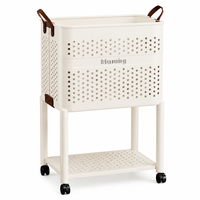 Panier à linge pliable en plastique grande capacité avec roulettes, chariot de rangement pour salle de bain, panier à linge sale, organisateur mobile