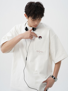 T-shirt Oversize a Maniche Corte con Stampa <span class=keywords><strong>Cartoon</strong></span>, Leggera e Traspirante, in Cotone, Dettagli <span class=keywords><strong>Vintage</strong></span>, da Uomo, Primavera Estate - Product Image 3