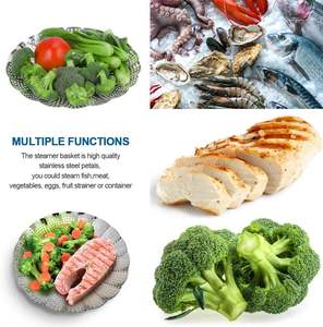 Panier <span class=keywords><strong>vapeur</strong></span> pliable et extensible en acier inoxydable, étanche, avec grille de drainage, pour fruits et légumes - Product Image 6