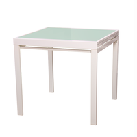 Extension de table pliante et extensible, avec mécanisme à dessus en verre