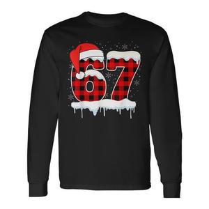 Six Seven 67 T-shirt à manches longues à carreaux rouges de Noël pour garçons Gen Alpha Xmas Shirt - Product Image 1