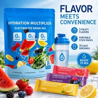 OEM Private Label Electrolyt Drink Mix Poeder Suikervrije Hydratiestick Packs 15 porties 75g Fruit Flavor Easy Mix