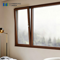 Fenêtre à battant moderne en bois et aluminium, triple vitrage, verre trempé, certifiée CE, ignifuge, taille personnalisée pour chambre à coucher