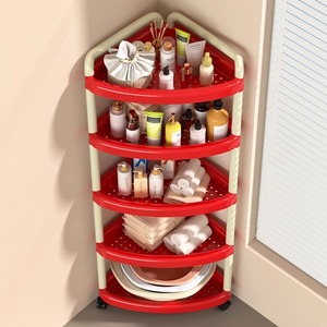 Étagère d'angle triangulaire à 5 niveaux, support de rangement sur pied pour salle de bain, cuisine, cosmétiques, organisateur multifonctionnel portable - Product Image 2
