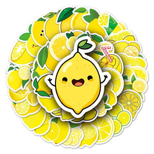 Tùy Chỉnh Dễ Thương Phim Hoạt Hình Dán Chanh Gói Thẩm Mỹ Vinyl Trái Cây Trẻ Em Sticker Đề can Cho Máy Tính Xách Tay Chai Nước - Product Image 3