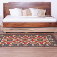 Vintage Modern Floral Embroidered Handmade Wool Jute Rugs Hot Sale Washable Abstract Geometric Pet Friendly Reversible for Home