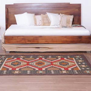 พรมขนสัตว์ทำมือลายปักดอกไม้สไตล์วินเทจ ขายดี พรมขนสัตว์แท้สำหรับบ้าน ซักได้ ลายแบบนามธรรม เหมาะสำหรับการเดินทาง - Product Image 5