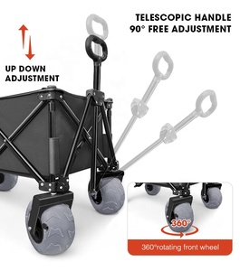 Stainless Steel Beach Wagon Outdoor Garden Cart with <b>Balloon</b> Wheels Platform Structure OEM Customizable 100kg Load Capacity - Product Image 3