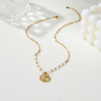 Ensemble de colliers superposés en acier inoxydable plaqué or 18 carats NIMAI PVD, pendentif croix, perles, bijoux de mode pour femmes, vente en gros