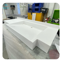 Vasque de salle de bain en acrylique massif moderne, personnalisée en usine en Chine, antibactérienne, écologique, certifiée CE, finition nickel