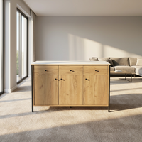 Meilleures ventes, style nordique, buffet modulaire en bois massif, grande capacité, long buffet avec tiroirs pour le salon