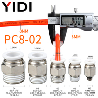Raccords pneumatiques YIDI PC Air 1/8 1/4 3/8 1/2 BSP R Mâle Droit Fileté 4mm 6mm 8mm Caoutchouc Nitrile Plastique Métal Connexion Rapide