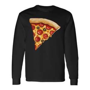 Camiseta de manga larga con diseño minimalista de rebanada de pizza, gráfico de comida, ropa unisex - Product Image 1