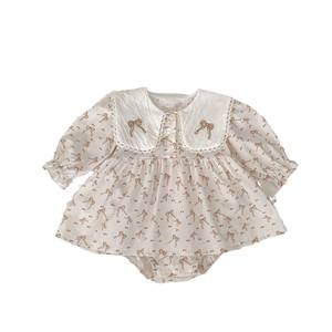 Combinaison Salopette Bébé Fille Style INS 2026 en Coton Brodé Nœud Papillon à Revers pour Printemps – Adorable Combinaison Princesse - Product Image 5