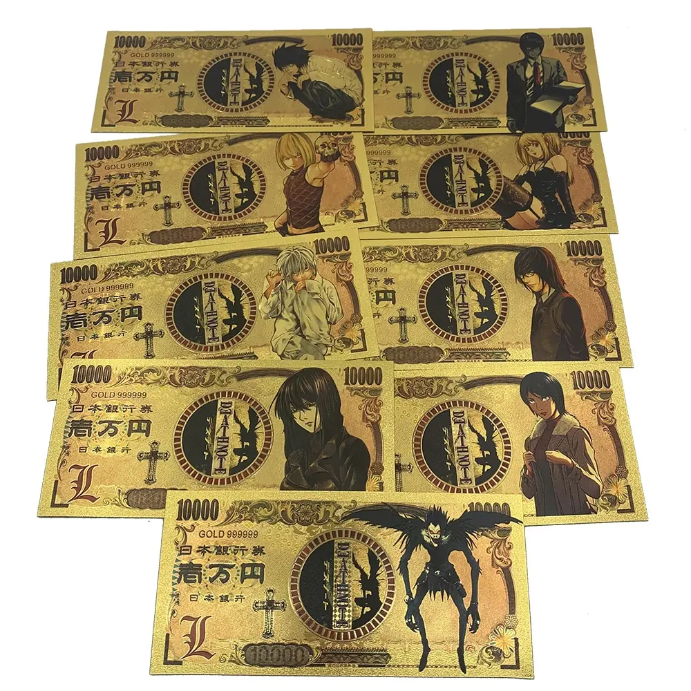 9types Japanese manga Death note collection cards Yagami Misa playing cards anime gold banknotes for fans gifts trading cards
