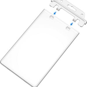 Étui pour carte d'identité en PC transparent double face X527 Premium, vertical, en plastique rigide, protège-badge, porte-carte en plastique à fermeture permanente - Product Image 1