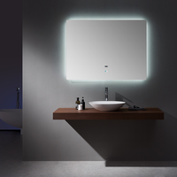 Miroir de salle de bain intelligent à LED anti-buée avec rétroéclairage, capteur tactile, lumière à intensité variable, horloge numérique, montage mural