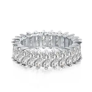 Plata de Ley 925 joyería circón eternidad banda diamante anillo de compromiso apilable 18K chapado en oro anillos de boda joyería Mujer