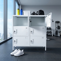 Armoire de rangement métallique moderne robuste à 6 portes avec pieds pour bureau, salon et hôpital