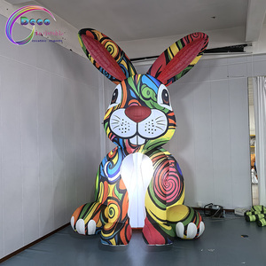 Mascotte <span class=keywords><strong>gonflable</strong></span> géante en forme de <span class=keywords><strong>lapin</strong></span> coloré avec motifs graffiti pour l'exposition d'art de Pâques - Product Image 4
