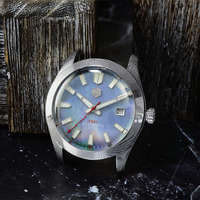 Montre automatique mécanique pour homme avec logo personnalisé, style vintage, verre saphir bombé, acier Damas, cadran nacre, étanche 20 ATM, pour plongée et occasions habillées, à vendre