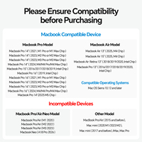 Base de Conexión PULWTOP para MacBook con Dos Monitores, 2 HDMI 4K60Hz, USB A/C 10Gbps, PD, Ethernet para MacBook Pro Air M3 M4 - Negro