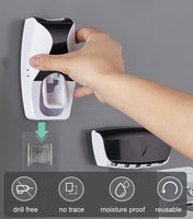 Distributeur Automatique de Dentifrice Mural avec Support pour 5 Brosses à Dents en Plastique, Accessoires de Salle de Bain