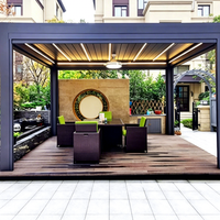 Pergola en aluminium robuste pour extérieur, anti-corrosion, design moderne, écologique, pour balcon, patio, jardin, cour, terrasse, 3x4 LED