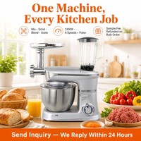 Robot pâtissier multifonction 7L 1300W avec mélangeur, hachoir et mixeur intelligent à têtes interchangeables pour la pâtisserie domestique et la préparation des aliments