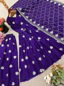 Purple Anarkali Gown Dupatta <b>Set</b> <b>For</b> <b>Women</b> And Girls Indian Pakistani Wedding Long Evening Gown Indian Wedding Wear Dress - Product Image 5