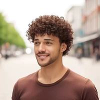 Perruque Homme Tendance Européenne et Américaine, Cheveux Courts et Volumineux, Perruque en Fibre Mécanisée, Coiffure Masculine