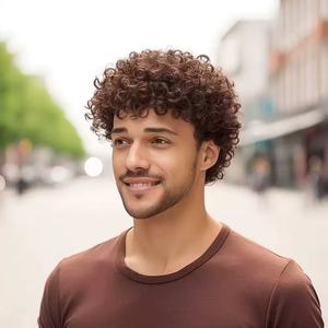 Perruque <span class=keywords><strong>Homme</strong></span> Tendance Européenne et Américaine, <span class=keywords><strong>Cheveux</strong></span> Courts et Volumineux, Perruque en Fibre Mécanisée, Coiffure Masculine - Product Image 4