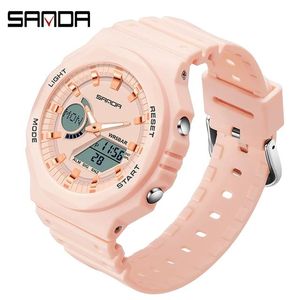 Montres-bracelets à quartz pour hommes SANDA 6016, luxe, étanches, sport, double affichage LED numérique, montre-bracelet pour hommes, Relogio Masculino - Product Image 4