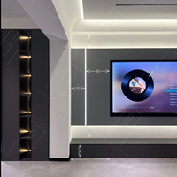 Meuble TV mural flottant moderne gris, blanc, noir avec rangement dissimulé pour appartement, salon, maison - Offre Spéciale
