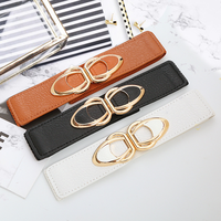 2024 mode ceintures extensible or Double joint torique boucle large extensible ceinture élastique Double boucle en métal ceinture